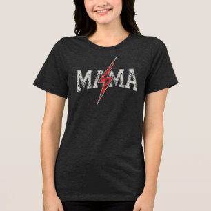 T-shirt En Tri-matière Maman Foudre À Carreaux Varsity Maman Femmes