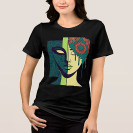 T-shirt En Tri-matière Mandala Split Face Abstract Art 