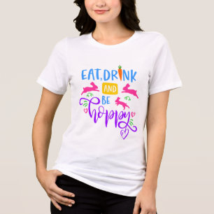 T-shirt En Tri-matière Mangez Boire et Be Hoppy Bunny Vacances Pâques mod