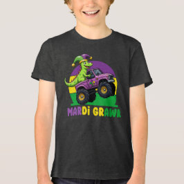 T-shirt En Tri-matière Mardi Grawr Monster Camion Dinosaur Mardi Gras