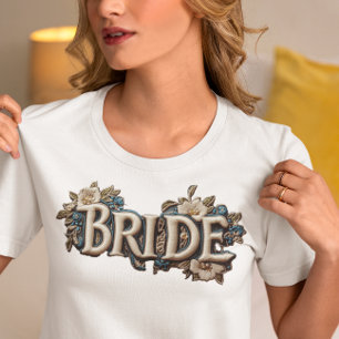 T-shirt En Tri-matière Mariée Broderie Fausse Patch Florale