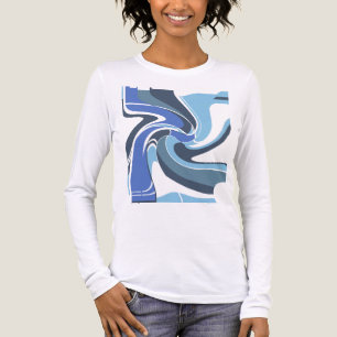 T-shirt En Tri-matière Marine Bleu clair Turquoise tons scintillants Art