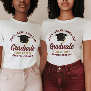 T-shirt En Tri-matière Maroon Gold Graduate 2025 Graduation femmes