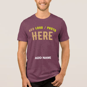 T-SHIRT  EN TRI-MATIÈRE MARQUE MODERNE MODERNE PERSONNALISABLE MAROON VÉRI