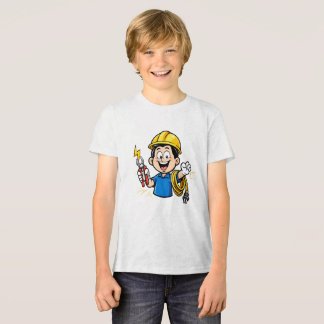 T-shirt En Tri-matière Mascotte Électricien Énergétique Foudre Dessin Ani