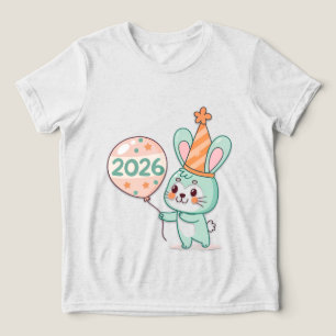 T-shirt En Tri-matière Mascotte Lapin Chibi Mignon Tenant des Ballons 202