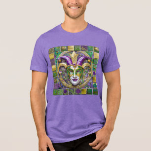 T-shirt En Tri-matière Masque Mardi Gras Jester Vert Or
