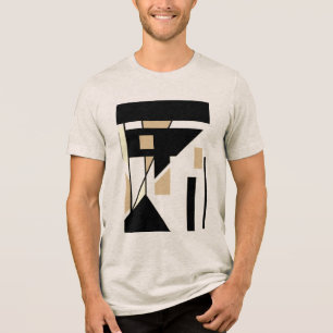 T-shirt En Tri-matière MCM Tan Noir Beige Look Formes géométriques Abstra