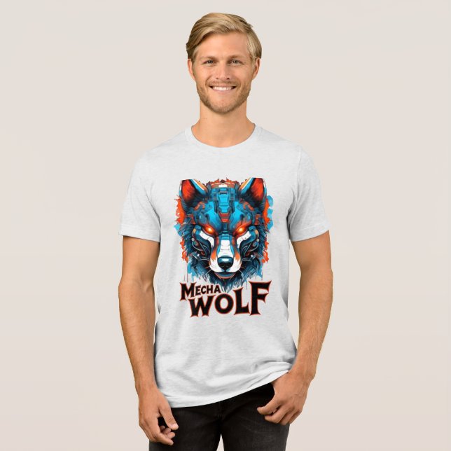 T-shirt En Tri-matière Mecha Wolf Head – Futuristic Cyberpunk Wolf Design (Recto plein)