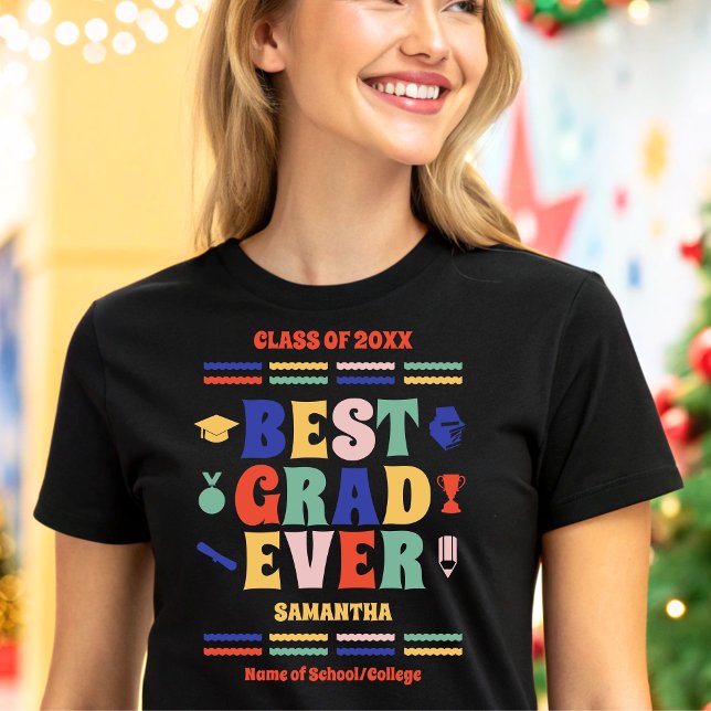 T-shirt En Tri-matière Meilleur Grad Retro Personnalisé Jamais Gradué (Créateur téléchargé)