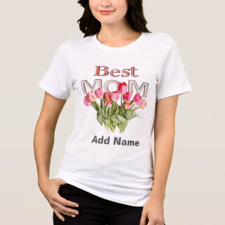 T-shirt En Tri-matière Meilleure Maman Tulipes Roses - Cadeau Élégant pou
