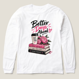 T-shirt En Tri-matière Meilleurs Jours Devant Pivoines Roses Livres & Caf