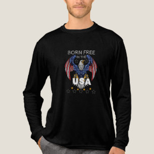 T-shirt En Tri-matière Mens Born Libre aux USA Long Sleeve