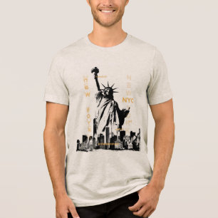 T-shirt En Tri-matière Mens Manhattan Nyc Liberty Statue Haute Qualité
