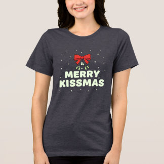 T-shirt En Tri-matière Merry Kissmas Cute Mistletoe Christmas Design