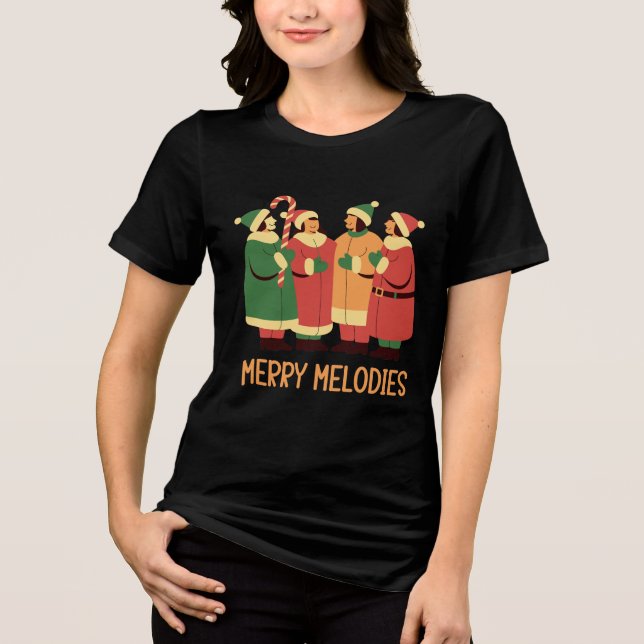 T-shirt En Tri-matière Merry Melodies Christmas Carolers Design (Recto)