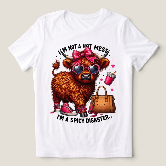 T-shirt En Tri-matière Mess Hot, Funny Highland Cow (Design Recto)