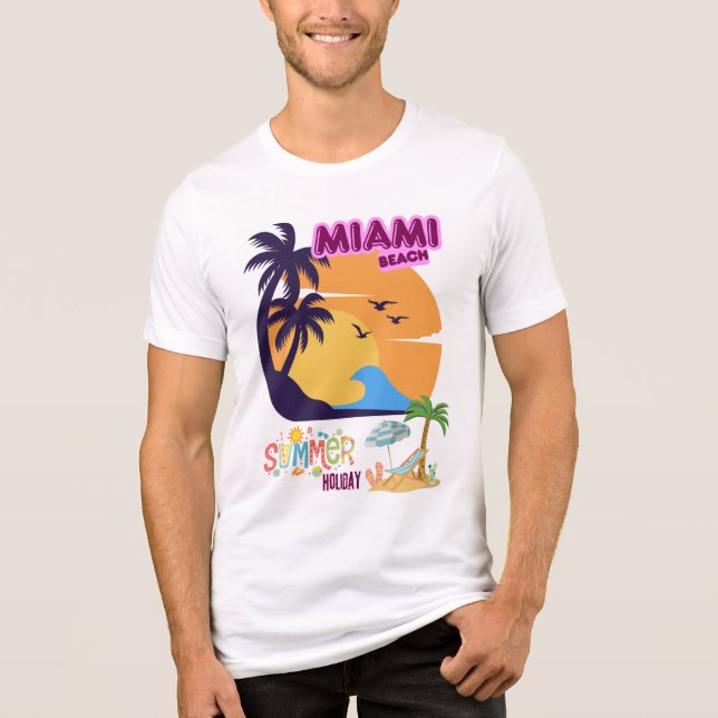 T-shirt En Tri-matière Miami Beach Summer Holiday  – Retro Palm Tree  (Recto)