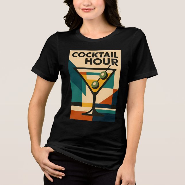 T-shirt En Tri-matière Mid Century Modern Bauhaus Cocktail Hour Martini (Recto)