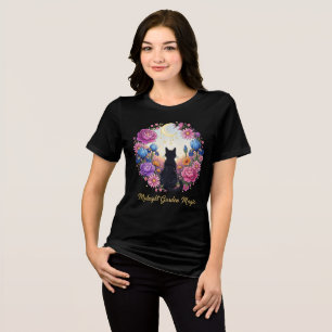 T-shirt En Tri-matière Midnight Garden Magie - Black Cat & Moon Floral