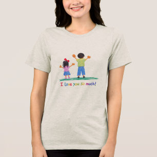 T-shirt En Tri-matière Mignon Je T'Aime Tellement Style Dessin Enfantin F