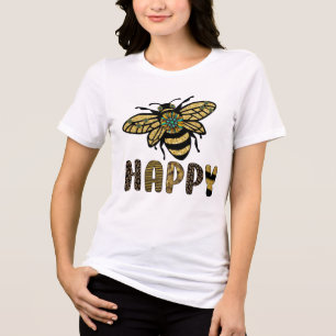 T-shirt En Tri-matière Mignonne bee happy word art