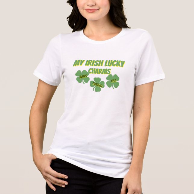 T-shirt En Tri-matière Mignonne Mes Charmants Chanceux Nom Personnalisé C (Recto)