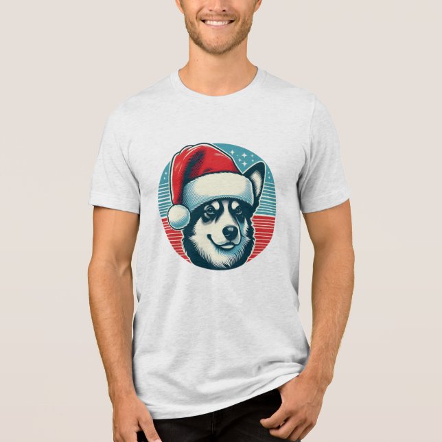 T-shirt En Tri-matière Mignonne T-shirt chien de Noël (Recto)