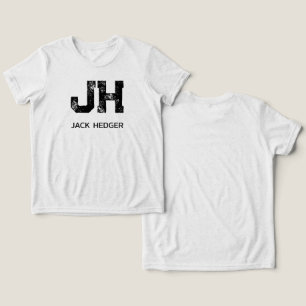 T-SHIRT EN TRI-MATIÈRE MINIMALISTE NOIR MONOGRAMME À DEUX LETTRES NOM BLA