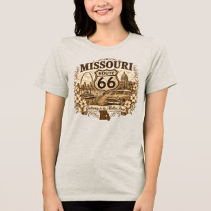T-shirt En Tri-matière Missouri Gateway Arch Vintage Sépia Route 66