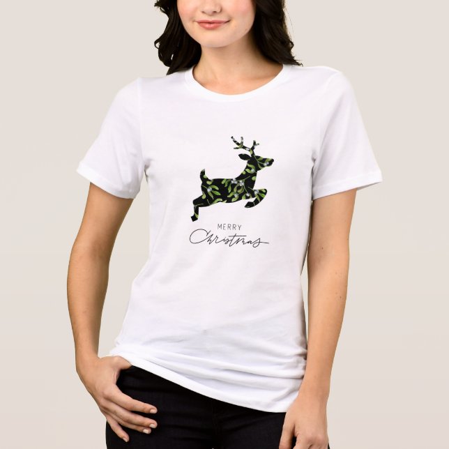 T-shirt En Tri-matière Mistletoe Reindeer Silhouette Greeting (Recto)