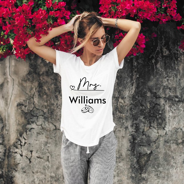 T-shirt En Tri-matière Mme Elegant Script Cursif Mariage Personnalisé (Créateur téléchargé)