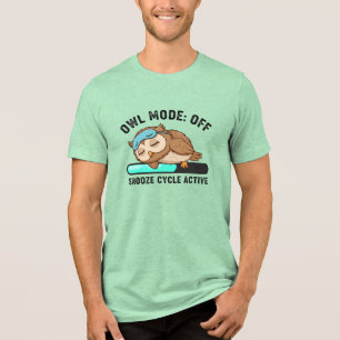T-shirt En Tri-matière Mode Chouette Désactivé Cycle de Snooze Drôle Humo