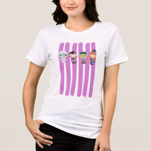 T-shirt En Tri-matière Momie Vampire Halloween Rayures Violettes
