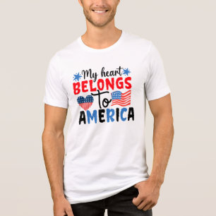 T-shirt En Tri-matière Mon coeur appartient à l'Amérique - Amour patrioti