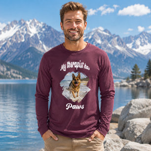 T-shirt En Tri-matière Mon thérapeute a des pattes photo de chien marron