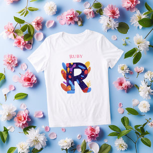 T-shirt En Tri-matière Monogramme Artistique - Lettre R  Cadeau d'anniver