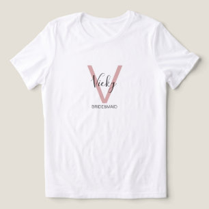 T-shirt En Tri-matière Monogramme de Demoiselle d'Honneur Rose Poussiéreu