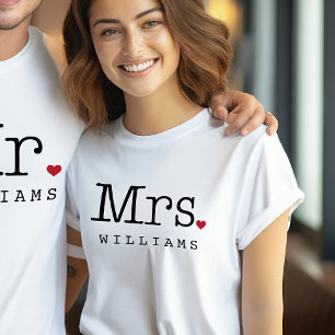 T-shirt En Tri-matière Monogramme de mariage Mme Nom de famille Cœur