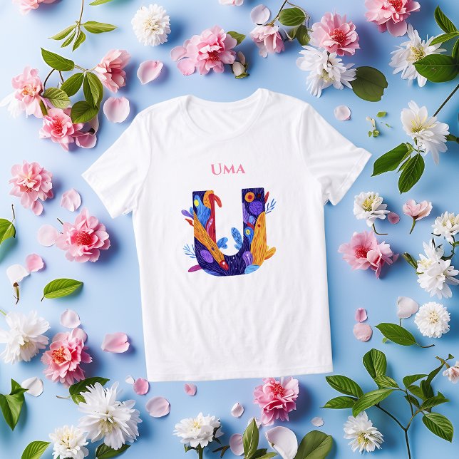 T-shirt En Tri-matière Monogramme - Lettre U Vibrant Cadeau Artistique An (Créateur téléchargé)