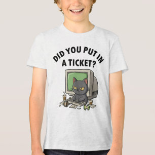 T-shirt En Tri-matière Moody helpdesk cat demande si vous avez mis un tic