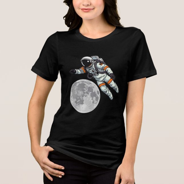 T-shirt En Tri-matière Moon Design with Astronaut | Amazing Space Art  (Recto)