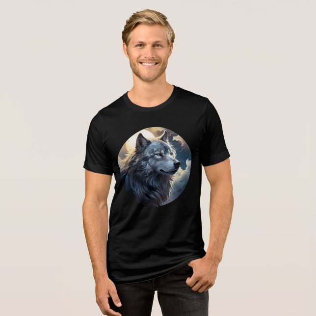 T-shirt En Tri-matière Moonlit Wolf – Tranquil Night Animal Art (Recto plein)