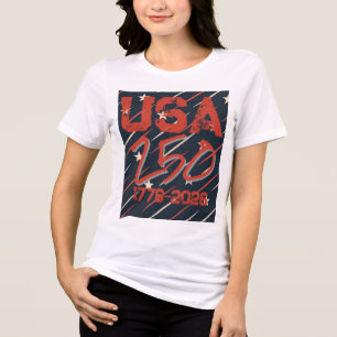T-shirt En Tri-matière Motif de drapeau américain géométrique   Femmes mo