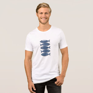 T-shirt En Tri-matière Motif de poisson bleu côtier sur Arrière - plan be