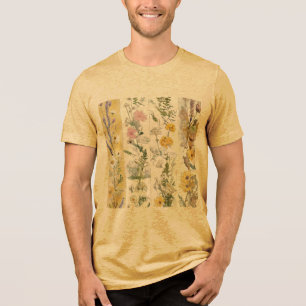 T-shirt En Tri-matière Motif floral beige en coup de pinceau