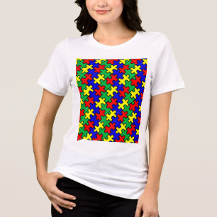 T-shirt En Tri-matière Motif sans couture de puzzle