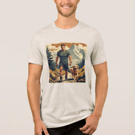 T-shirt En Tri-matière Mountain Trail Hiker & Dog Adventure Illustration