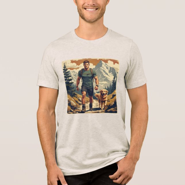 T-shirt En Tri-matière Mountain Trail Hiker & Dog Adventure Illustration  (Recto)
