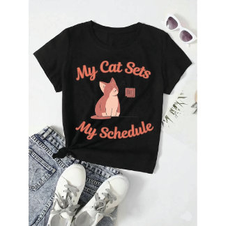 T-shirt En Tri-matière My Cat Sets My Schedule | Funny WFH Boss Humor
